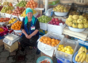 Mehribonu in Tajikistan received a loan of $1100 to buy different fruits to expand her fruit selling business.