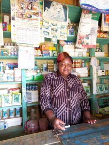 Dorcus in Kenya received $100 from iZosh to buy animal medications and feed for her agro-vet shop.