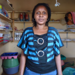 Esther of Kenya received $250 to to purchase more plastic wares to sell.